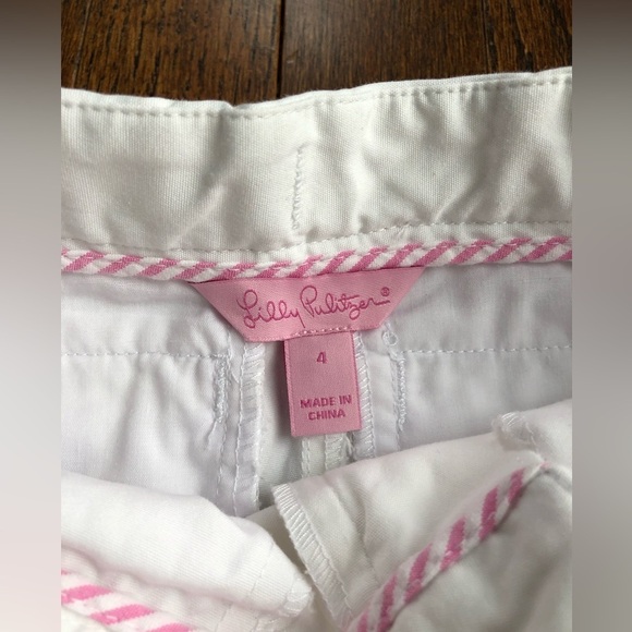 Lilly Pulitzer Girls 4 White Khaki Flare Leg 100% Cotton Pants - EUC! - Picture 4 of 12